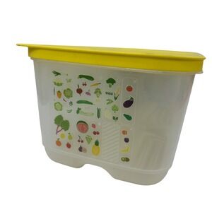 Tupperware FridgeSmart Large Rectangular Produce Container Yellow Lid 15 Inch